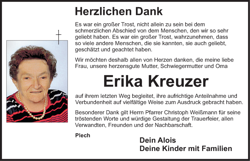  Traueranzeige für Erika Kreuzer vom 12.02.2022 aus Nordbayerische Nachrichten Pegnitz Lokal