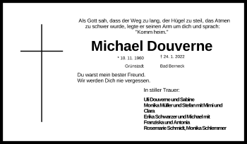 Traueranzeige von Michael Douverne von Nordbayerische Nachrichten Forchheim Lokal