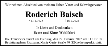 Traueranzeige von Roderich Baisch von Erlanger Nachrichten Lokal