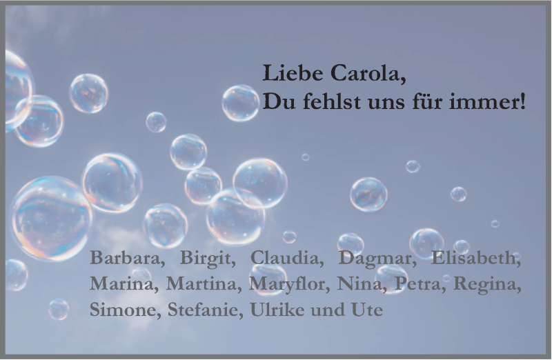  Traueranzeige für Carola Kuttig vom 03.03.2022 aus Nordbayerische Nachrichten Forchheim Lokal