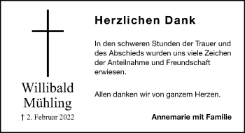 Traueranzeige von Willibald Mühling von Gesamtausgabe Nürnberger Nachrichten/ Nürnberger Ztg.