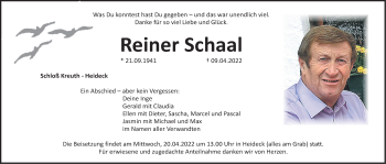 Traueranzeige von Reiner Schaal von Roth-Hilpoltsteiner Volkszeitung Lokal