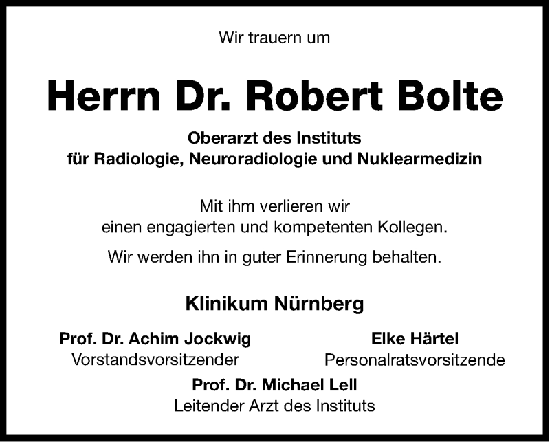  Traueranzeige für Robert Bolte vom 02.04.2022 aus Gesamtausgabe Nürnberger Nachrichten/ Nürnberger Ztg.