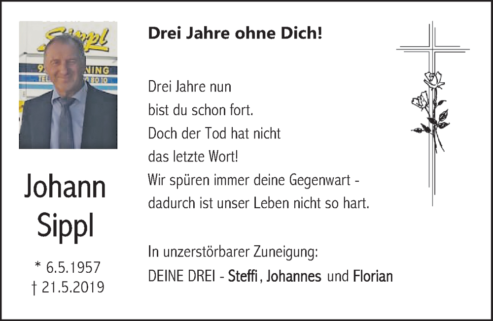  Traueranzeige für Johann Sippl vom 23.05.2022 aus Neumarkter Nachrichten Lokal