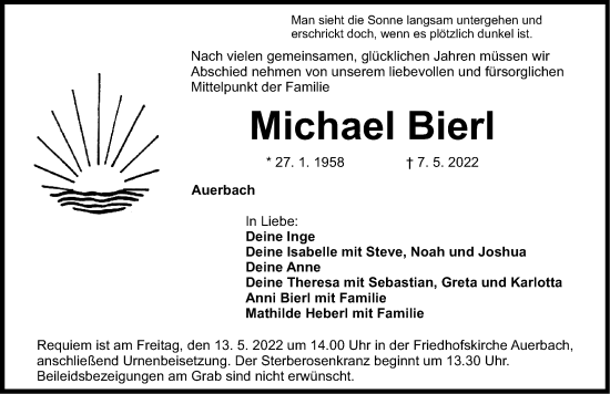 Traueranzeige von Michael Bierl von Nordbayerische Nachrichten Pegnitz Lokal