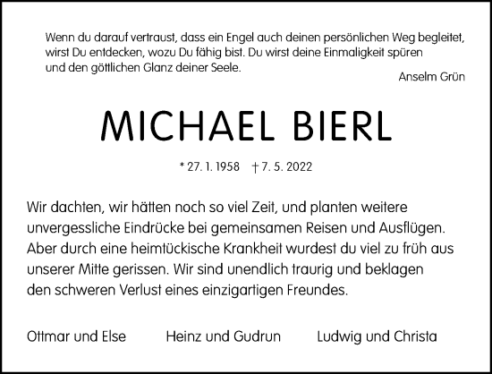 Traueranzeige von Michael Bierl von Nordbayerische Nachrichten Pegnitz Lokal