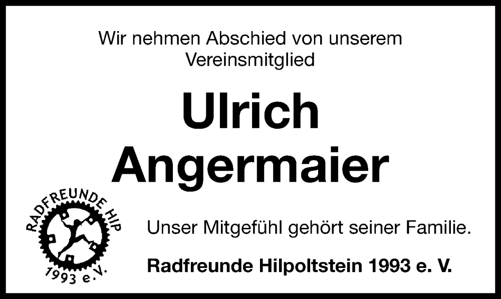  Traueranzeige für Ulrich Angermaier vom 18.06.2022 aus Roth-Hilpoltsteiner Volkszeitung Lokal