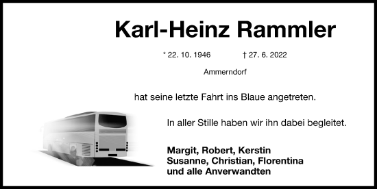 Traueranzeige von Karl-Heinz Rammler von Gesamtausgabe Nürnberger Nachrichten/ Nürnberger Ztg.