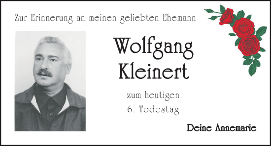 Traueranzeige von Wolfgang Kleinert von Gesamtausgabe Nürnberger Nachrichten/ Nürnberger Ztg.