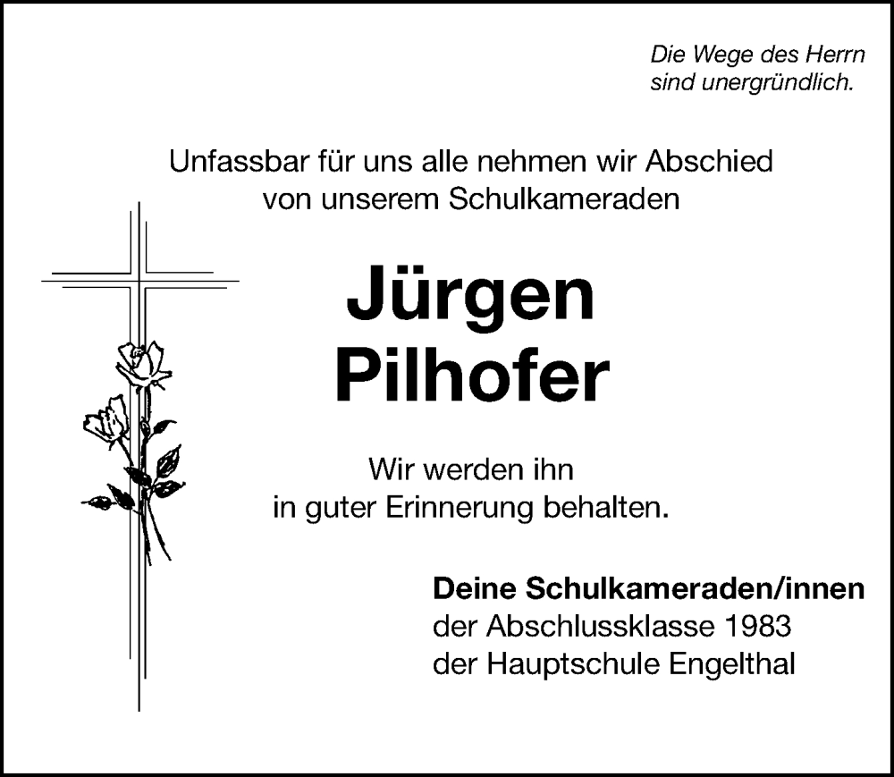  Traueranzeige für Jürgen Pilhofer vom 19.08.2022 aus Hersbrucker Zeitung Lokal