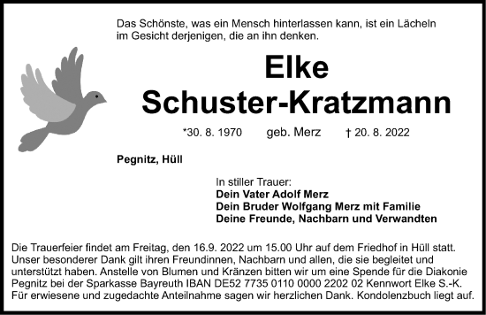 Traueranzeige von Elke Schuster-Kratzmann von Nordbayerische Nachrichten Pegnitz Lokal