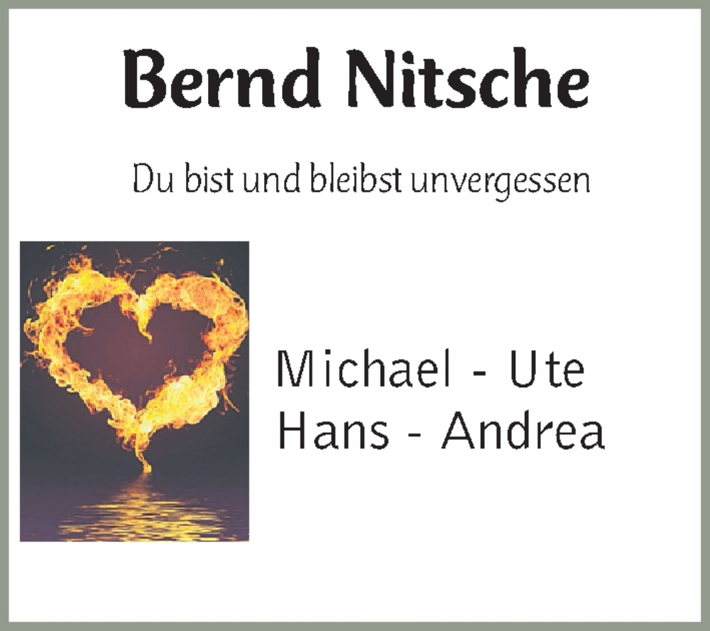  Traueranzeige für Bernd Nitsche vom 02.01.2023 aus Erlanger Nachrichten Lokal