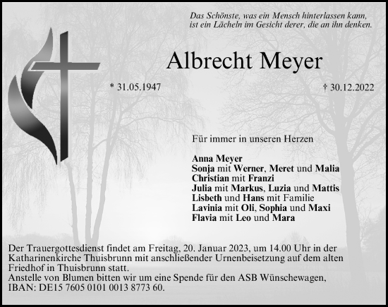 Traueranzeige von Albrecht Meyer von Nordbayerische Nachrichten Forchheim Lokal