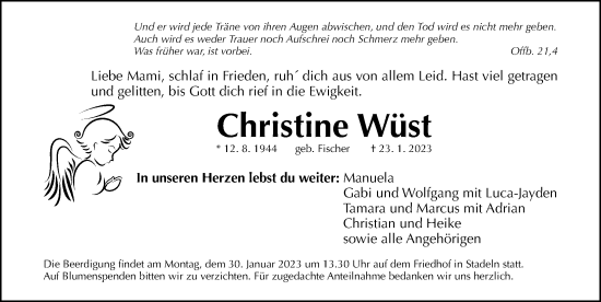 Traueranzeige von Christine Wüst von Fürther Nachrichten Lokal