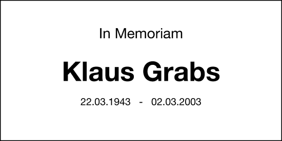 Traueranzeige von Klaus Grabs von Erlanger Nachrichten Lokal