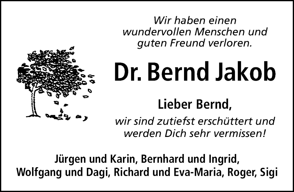  Traueranzeige für Bernd Jakob vom 11.10.2023 aus Roth-Hilpoltsteiner Volkszeitung Lokal