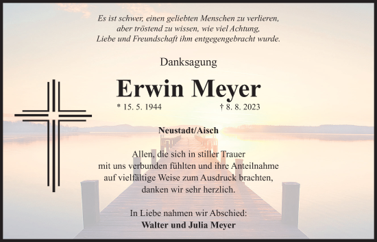 Traueranzeige von Erwin Meyer von Gesamtausgabe Nürnberger Nachrichten/ Nürnberger Ztg.