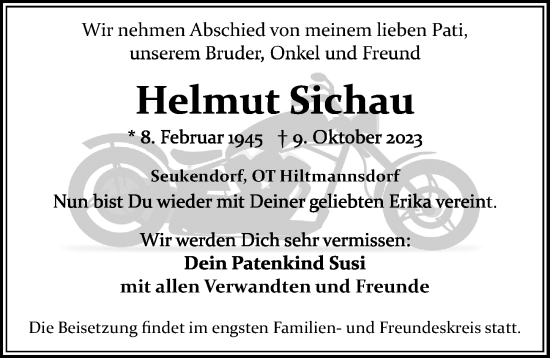 Traueranzeige von Helmut Sichau von Fürther Nachrichten Lokal