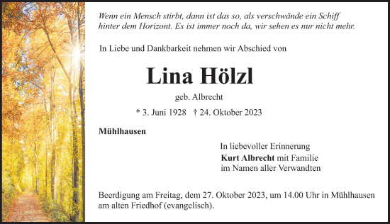 Traueranzeige von Lina Hölzl von Neumarkter Nachrichten Lokal