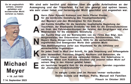 Traueranzeige von Michael Meyer von Neumarkter Nachrichten Lokal