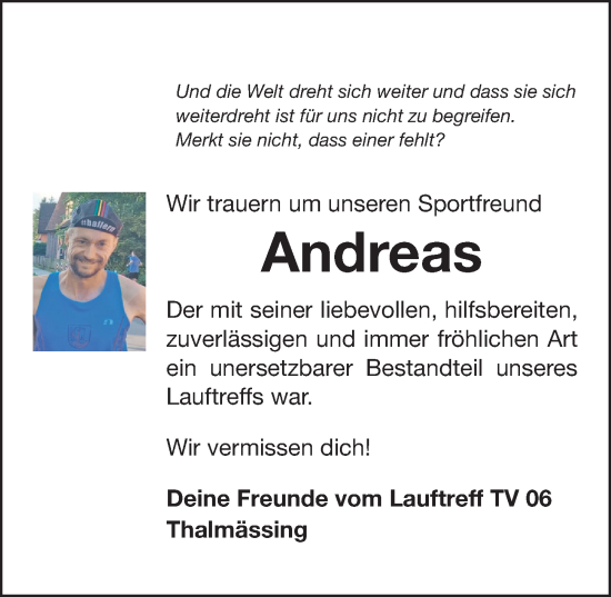 Traueranzeige von Andreas Ramsteck von Roth-Hilpoltsteiner Volkszeitung Lokal