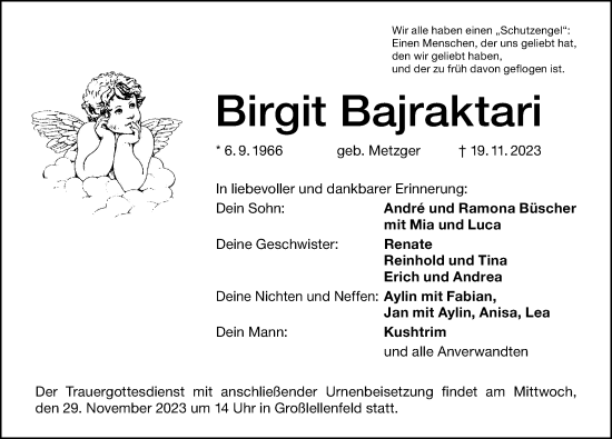 Traueranzeige von Birgit Bajraktari von Altmühl-Bote Lokal