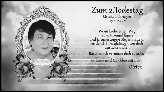 Traueranzeige von Ursula Behringer von Gesamtausgabe Nürnberger Nachrichten/ Nürnberger Ztg.
