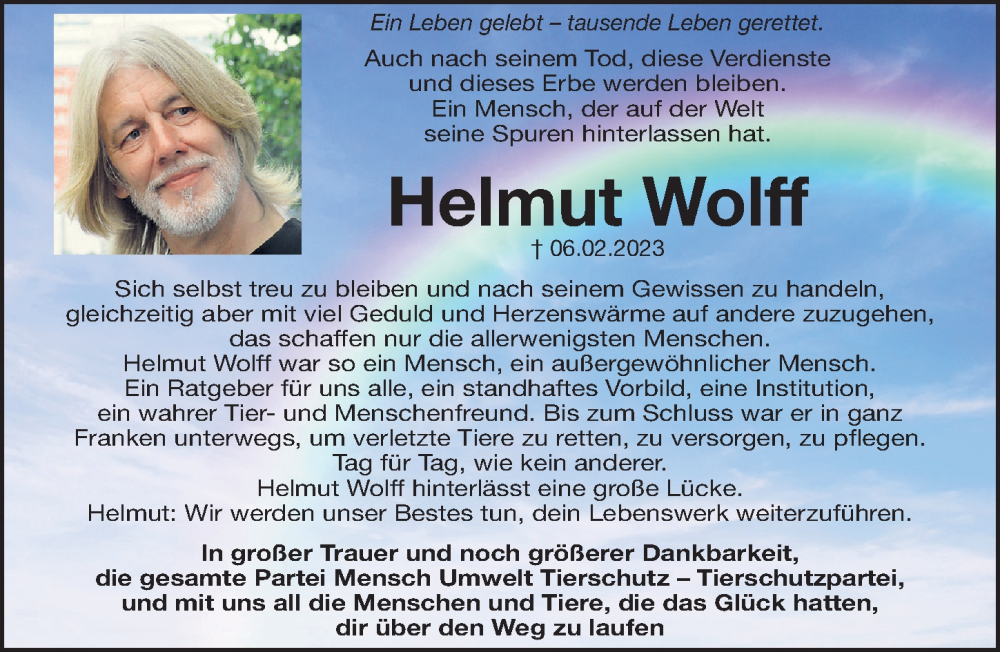  Traueranzeige für Helmut Wolff vom 24.02.2023 aus Gesamtausgabe Nürnberger Nachrichten/ Nürnberger Ztg.