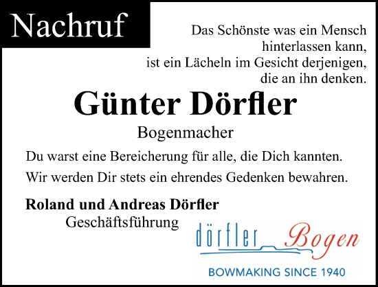 Traueranzeige von Günter Dörfler von Erlanger Nachrichten Lokal