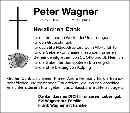 Traueranzeige von Peter Wagner von Fürther Nachrichten Lokal