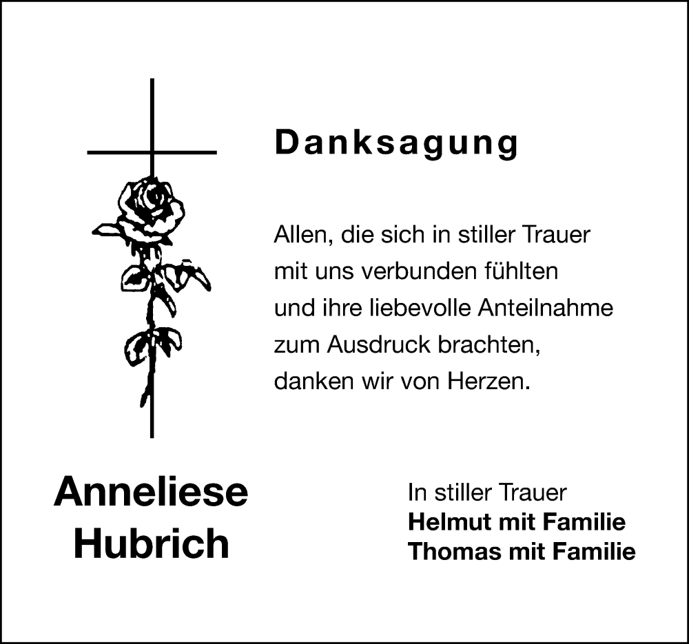  Traueranzeige für Anneliese Hubrich vom 15.04.2023 aus Nordbayerische Nachrichten Forchheim Lokal