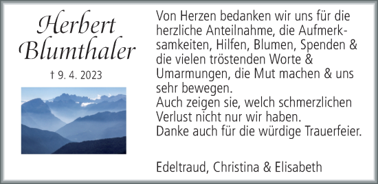 Traueranzeige von Herbert Blumthaler von Gesamtausgabe Nürnberger Nachrichten/ Nürnberger Ztg.