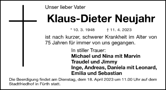 Traueranzeige von Klaus-Dieter Neujahr von Fürther Nachrichten Lokal