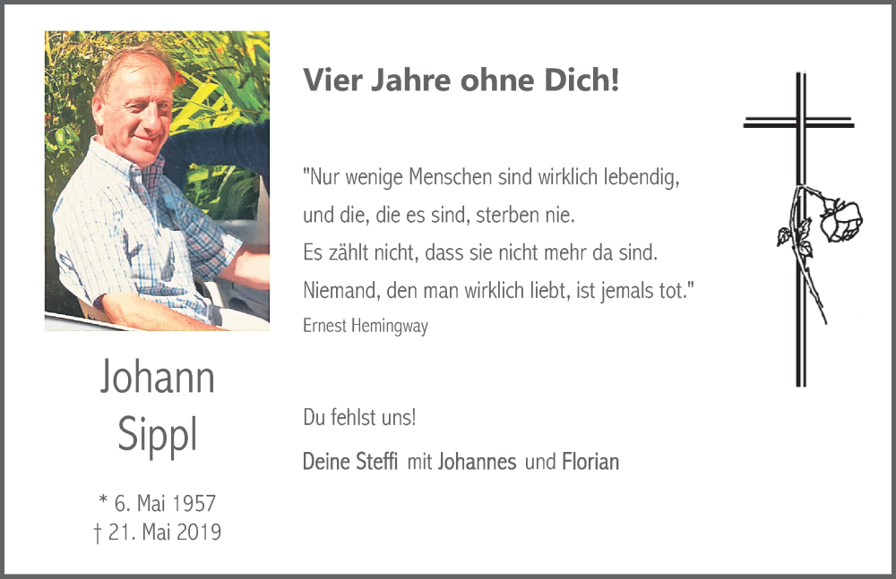  Traueranzeige für Johann Sippl vom 20.05.2023 aus Neumarkter Nachrichten Lokal