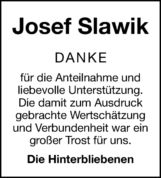 Traueranzeige von Josef Slawik von Gesamtausgabe Nürnberger Nachrichten/ Nürnberger Ztg.