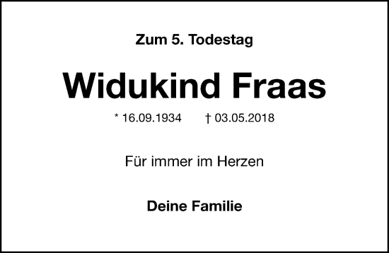 Traueranzeige von Widukind Fraas von Gesamtausgabe Nürnberger Nachrichten/ Nürnberger Ztg.