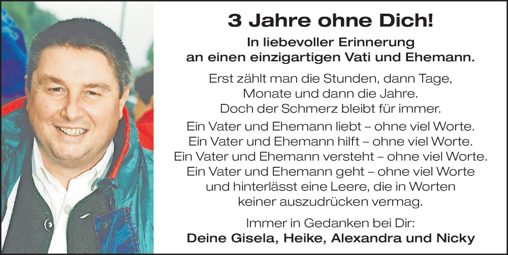 Traueranzeigen von 3 Jahre ohne Dich trauer.nn.de