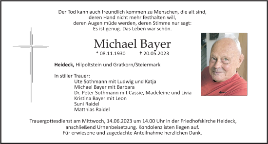 Traueranzeige von Michael Bayer von Roth-Hilpoltsteiner Volkszeitung Lokal