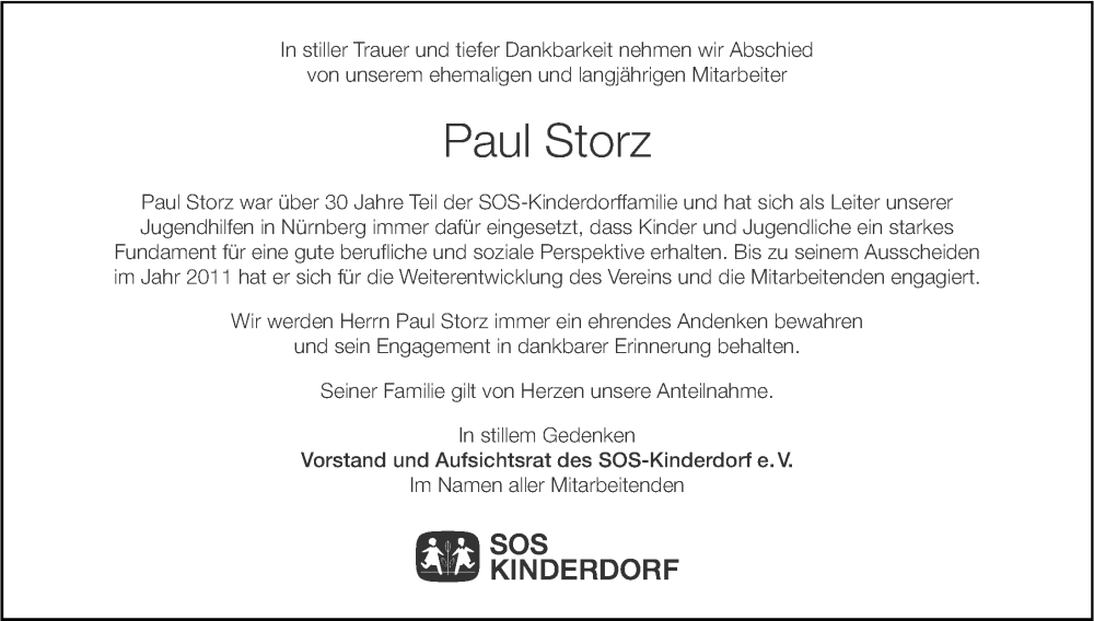  Traueranzeige für Paul Storz vom 07.06.2023 aus Gesamtausgabe Nürnberger Nachrichten/ Nürnberger Ztg.