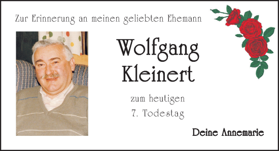 Traueranzeige von Wolfgang Kleinert von Gesamtausgabe Nürnberger Nachrichten/ Nürnberger Ztg.