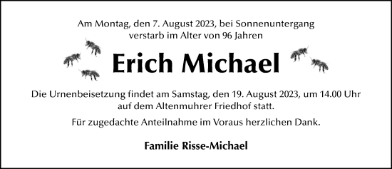 Traueranzeige von Erich Michael von Altmühl-Bote Lokal