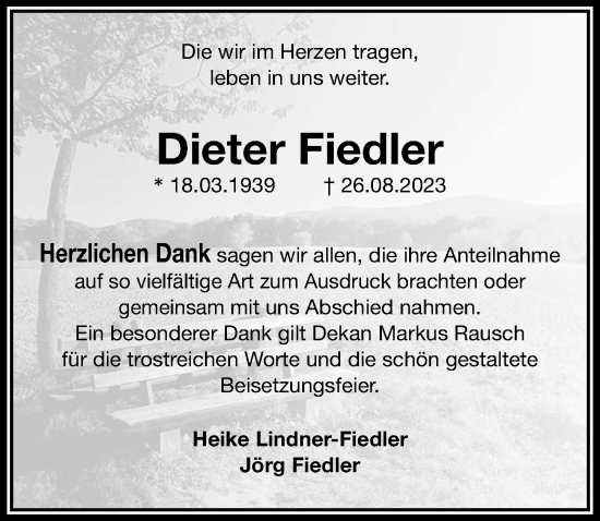 Traueranzeige von Dieter Fiedler von Nordbayerische Nachrichten Pegnitz Lokal