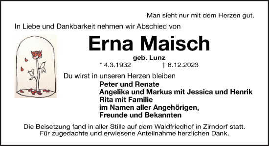 Traueranzeige von Erna Maisch von Fürther Nachrichten Lokal
