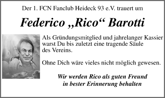 Traueranzeige von Federico Barotti von Roth-Hilpoltsteiner Volkszeitung Lokal