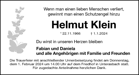 Traueranzeige von Helmut Klein von Gesamtausgabe Nürnberger Nachrichten/ Nürnberger Ztg.