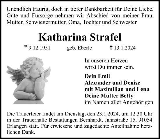 Traueranzeige von Katharina Strafel von Erlanger Nachrichten Lokal