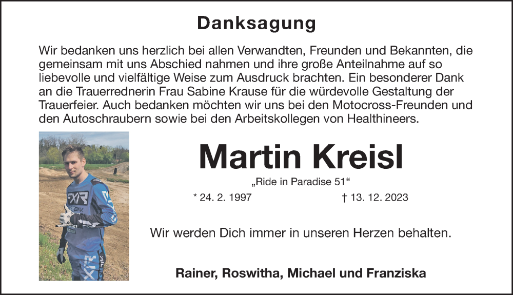  Traueranzeige für Martin Kreisl vom 20.01.2024 aus Nordbayerische Nachrichten Forchheim Lokal