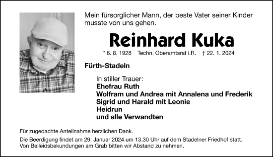 Traueranzeige von Reinhard Kuka von Fürther Nachrichten Lokal