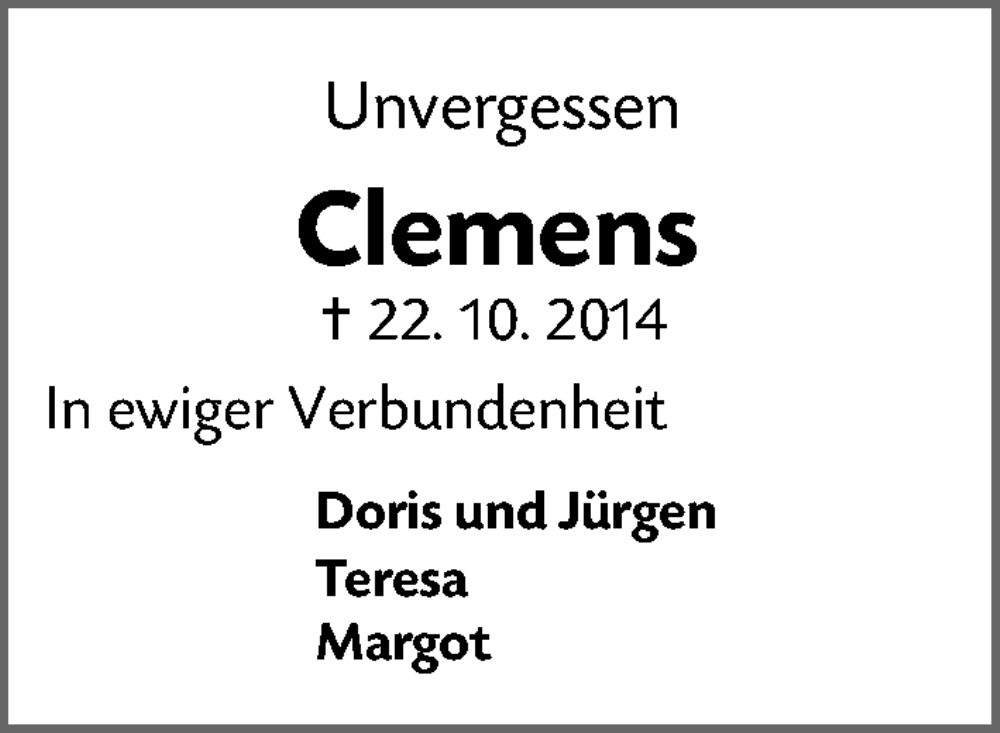  Traueranzeige für Clemens Laubis vom 22.10.2024 aus Gesamtausgabe Nürnberger Nachrichten/ Nürnberger Ztg.
