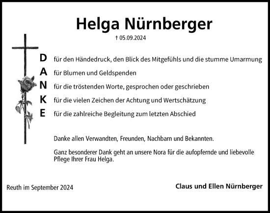 Traueranzeige von Helga Nürnberger von Nordbayerische Nachrichten Forchheim Lokal